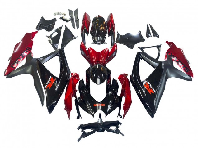 2008-2010 Red Glossy Black Suzuki GSXR 600 / GSXR 750 Motorcycle Fairing