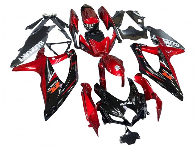 2008-2010 Red Glossy Black Suzuki GSXR 600 / GSXR 750 Motorcycle Fairings