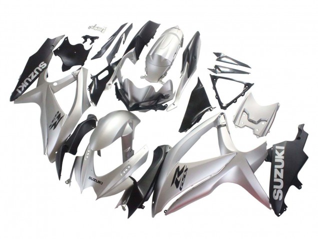 2008-2010 Silver Matte Black Suzuki GSXR 600 / GSXR 750 Motorcycle Fairings