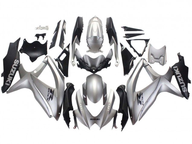 2008-2010 Silver Matte Black Suzuki GSXR 600 / GSXR 750 Motorcycle Fairings