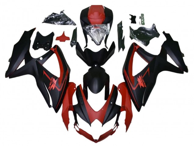 2008-2010 Maroon Red Matte Black Suzuki GSXR 600 / GSXR 750 Motorcycle Fairings