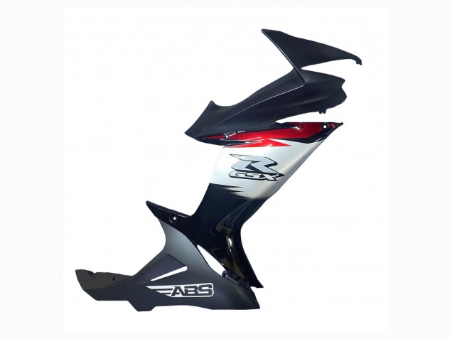2011-2024 Glossy Black Forged Carbon Fiber Silver Red Suzuki GSXR 600 / GSXR 750 Motorcycle Fairings