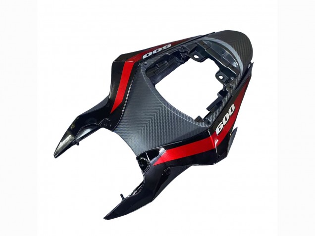 2011-2024 Glossy Black Forged Carbon Fiber Silver Red Suzuki GSXR 600 / GSXR 750 Motorcycle Fairings