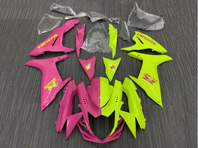 2011-2024 Pink Yellow Split Suzuki GSXR 600 / GSXR 750 Motorcycle Fairings