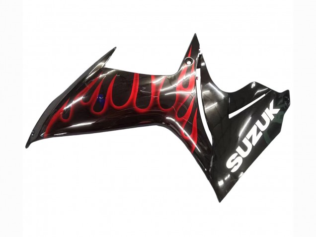 2011-2024 Glossy Black Red Flame Suzuki GSXR 600 / GSXR 750 Motorcycle Fairings