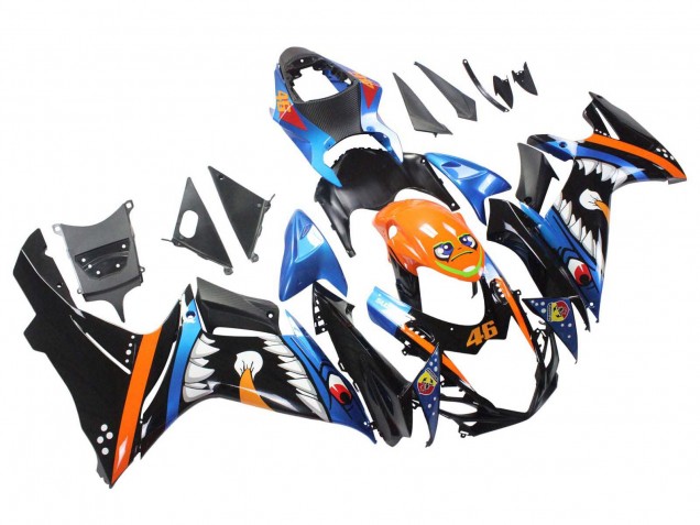2011-2024 Light Blue Orange Black White Shark 46 Suzuki GSXR 600 / GSXR 750 Motorcycle Fairings