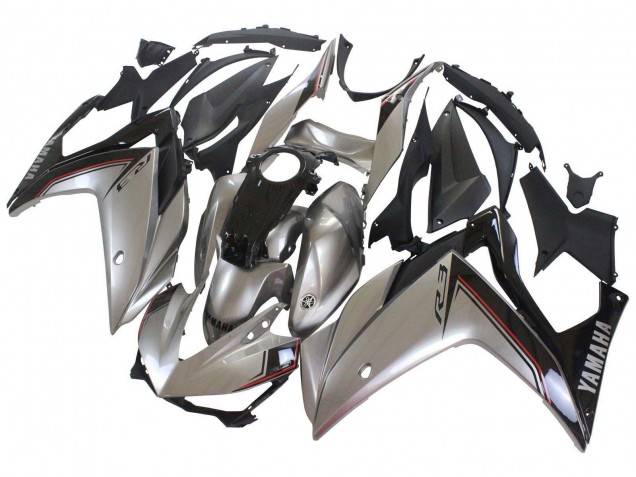 2015-2018 Silver Black Yamaha YZF R3/R25 Motorcycle Fairings