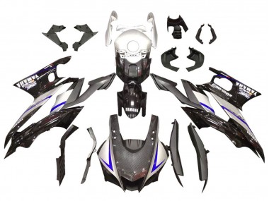 2019-2021 Silver Glossy Black Carbon Fiber Style Yamaha YZF R3/R25 Motorcycle Fairings