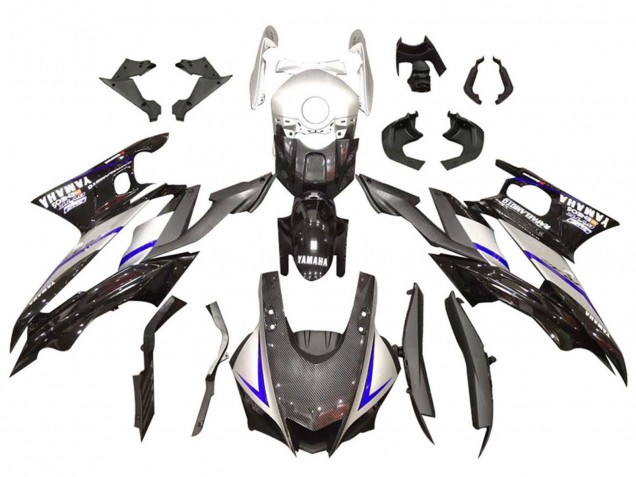 2019-2021 Silver Glossy Black Carbon Fiber Style Yamaha YZF R3/R25 Motorcycle Fairings