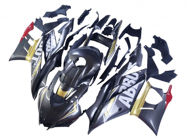2022-2024 Black Carbon Fiber Style Gold Red ABBOT Yamaha YZF R3/R25 Motorcycle Fairings