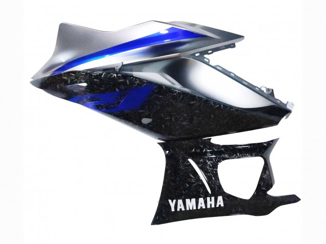 2022-2024 Marble Black Silver Blue Forged Carbon Fiber Style Yamaha YZF R3/R25 Motorcycle Fairings