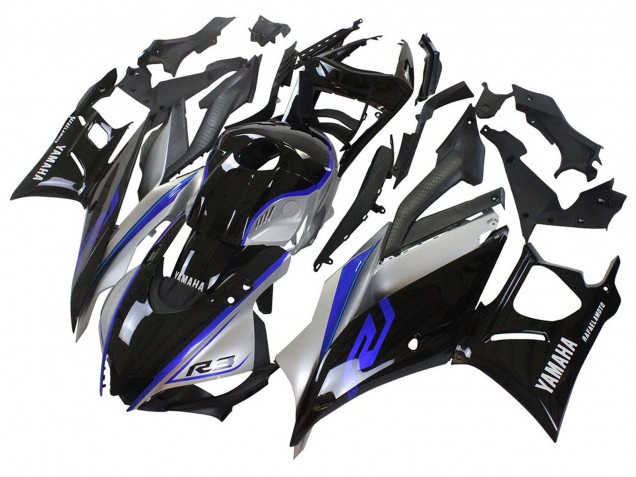 2022-2024 Silver Blue Glossy Black Yamaha YZF R3/R25 Motorcycle Fairings