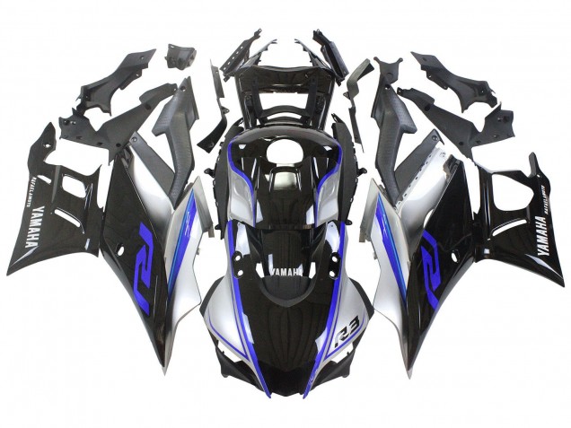2022-2024 Silver Blue Glossy Black Yamaha YZF R3/R25 Motorcycle Fairings