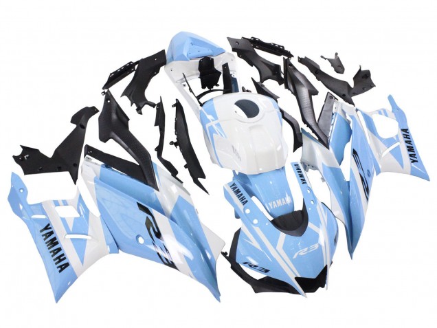 2022-2024 White Light Blue Yamaha YZF R3/R25 Motorcycle Fairings
