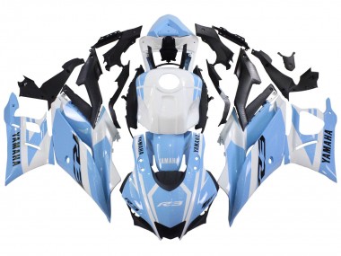 2022-2024 White Light Blue Yamaha YZF R3/R25 Motorcycle Fairings