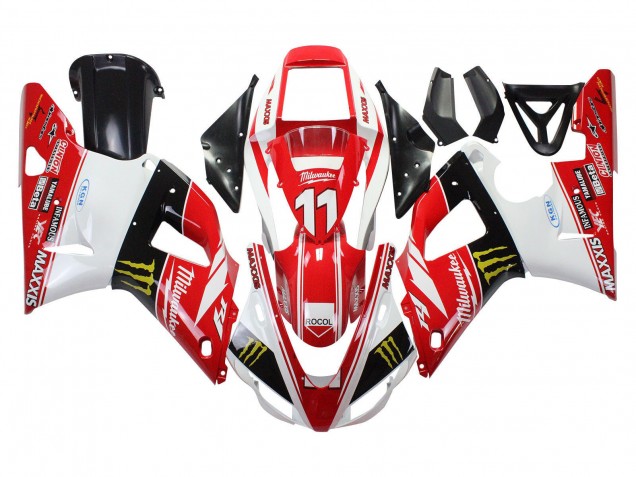 1998-1999 Red White Black Yellow Monster Milwaukee MAXXIS 11 Yamaha YZF 1000 R1 Motorcycle Fairings