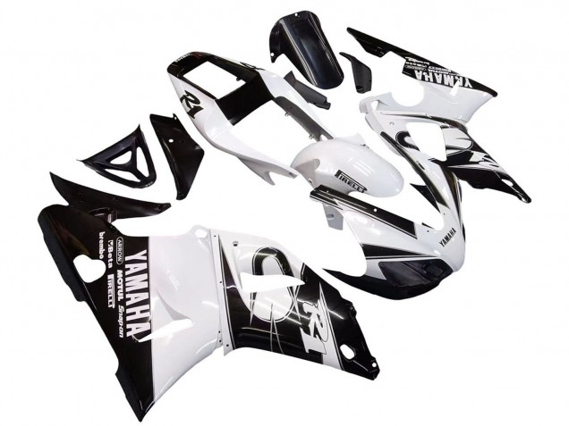 1998-1999 White Glossy Black Yamaha YZF 1000 R1 Motorcycle Fairings