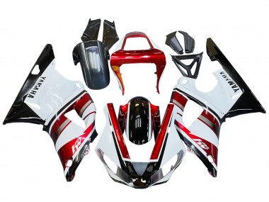 2000-2001 Red White Glossy Black Yamaha YZF 1000 R1 Motorcycle Fairing