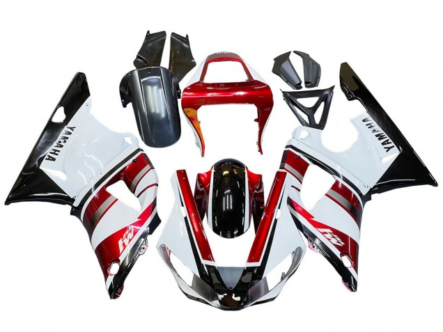 2000-2001 Red White Glossy Black Yamaha YZF 1000 R1 Motorcycle Fairing