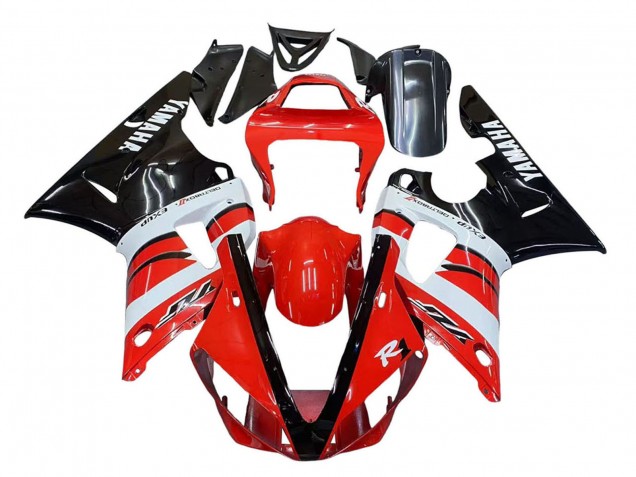 2000-2001 Red White Glossy Black Yamaha YZF 1000 R1 Motorcycle Fairings