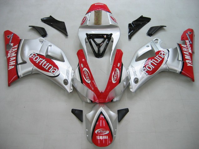 2000-2001 Silver Red Fortuna Motul Yamaha YZF 1000 R1 Motorcycle Fairings
