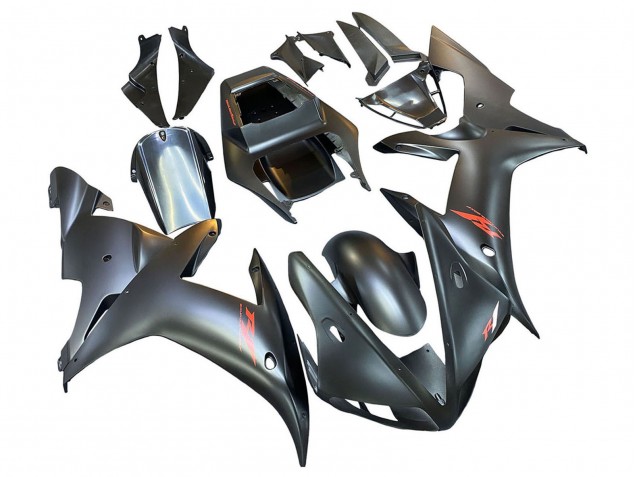 2002-2003 Matte Black Red Yamaha YZF 1000 R1 Motorcycle Fairings