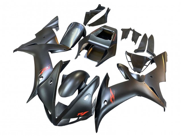 2002-2003 Matte Black Red Yamaha YZF 1000 R1 Motorcycle Fairings