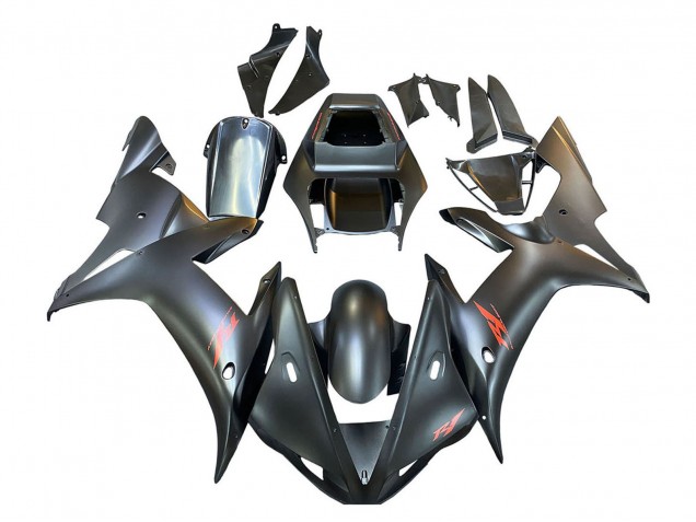 2002-2003 Matte Black Red Yamaha YZF 1000 R1 Motorcycle Fairings