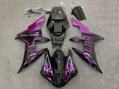 2002-2003 Glossy Black Purple Flame Yamaha YZF 1000 R1 Motorcycle Fairings