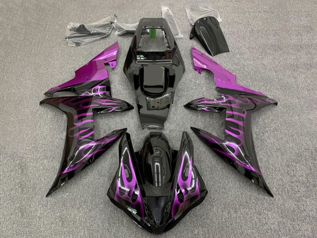 2002-2003 Glossy Black Purple Flame Yamaha YZF 1000 R1 Motorcycle Fairings