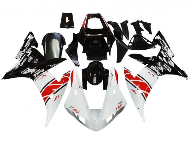 2002-2003 White Red Black Castrol Yamaha YZF 1000 R1 Motorcycle Fairings