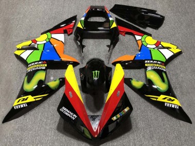 2002-2003 Glossy Black Red Yellow Green Movistar Semakin Didepan Yamaha YZF 1000 R1 Motorcycle Fairings