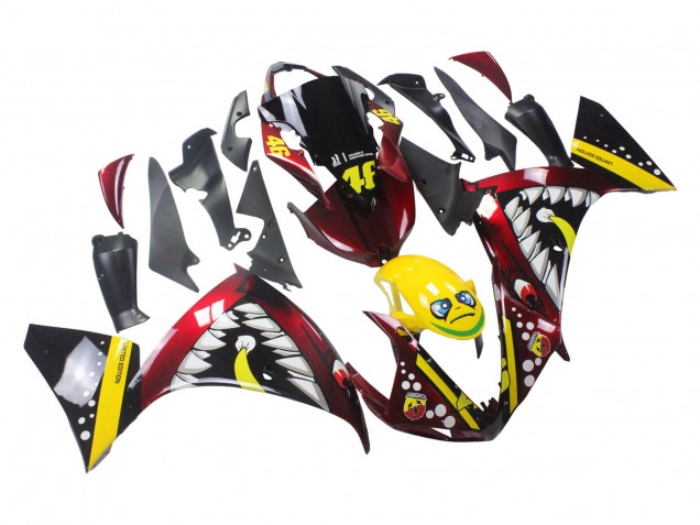 2009-2011 Red Yellow Black Shark 46 Yamaha YZF 1000 R1 Motorcycle Fairings