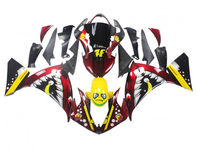 2009-2011 Red Yellow Black Shark 46 Yamaha YZF 1000 R1 Motorcycle Fairings