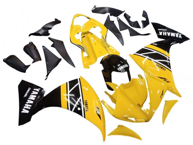 2009-2011 Yellow White Black Stripe Yamaha YZF 1000 R1 Motorcycle Fairing Kits
