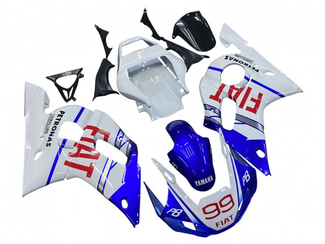 1998-2002 White Blue Red Fiat 99 Yamaha YZF 600 R6 Motorcycle Fairings