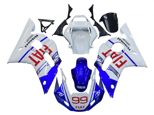 1998-2002 White Blue Red Fiat 99 Yamaha YZF 600 R6 Motorcycle Fairings