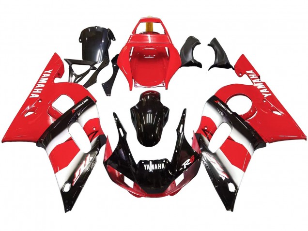 1998-2002 Red White Glossy Black Yamaha YZF 600 R6 Motorcycle Fairing