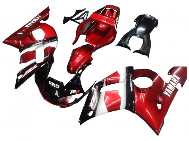 1998-2002 Red White Glossy Black Yamaha YZF 600 R6 Motorcycle Fairings