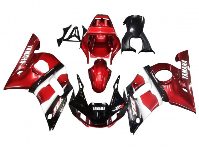 1998-2002 Red White Glossy Black Yamaha YZF 600 R6 Motorcycle Fairings