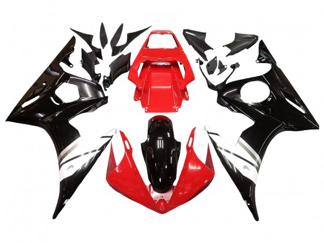 2003-2004 Red White Glossy Black Yamaha YZF R6 Motorcycle Fairings