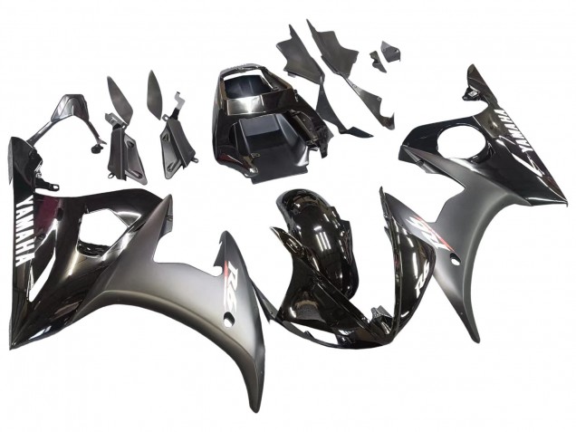 2003-2004 Glossy Black Matte Black White Decals Yamaha YZF R6 Motorcycle Fairings