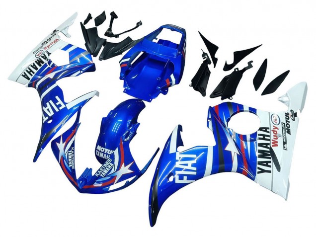 2003-2004 White Blue Fiat Motul Kastinee Yamaha YZF R6 Motorcycle Fairings