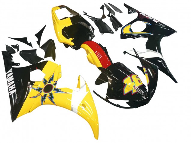 2003-2004 Yellow Red Glossy Black 46 Yamaha YZF R6 Motorcycle Fairings