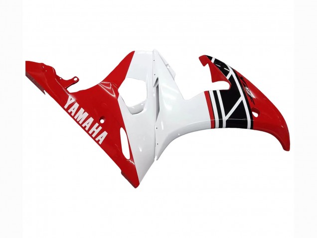 2003-2004 White Red Glossy Black Yamaha YZF R6 Motorcycle Fairing