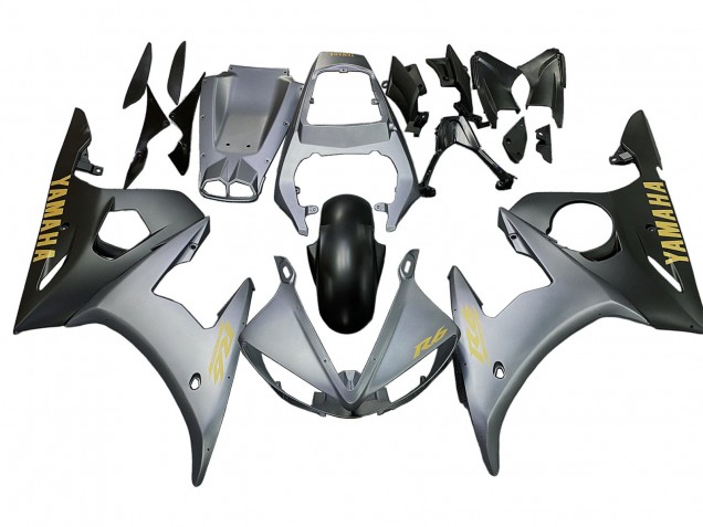 2006-2009 Matte Grey Matte Black Gold Decals Yamaha YZF R6S Motorcycle Fairings