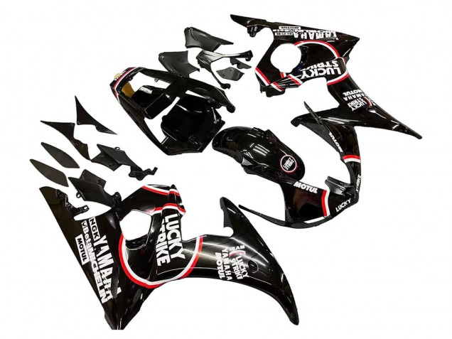 2003-2004 Glossy Black Red White Lucky Strike Motul Yamaha YZF R6 Motorcycle Fairings