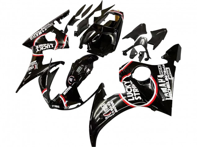 2006-2009 Glossy Black Red White Lucky Strike Motul Yamaha YZF R6S Motorcycle Fairings
