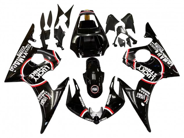 2006-2009 Glossy Black Red White Lucky Strike Motul Yamaha YZF R6S Motorcycle Fairings