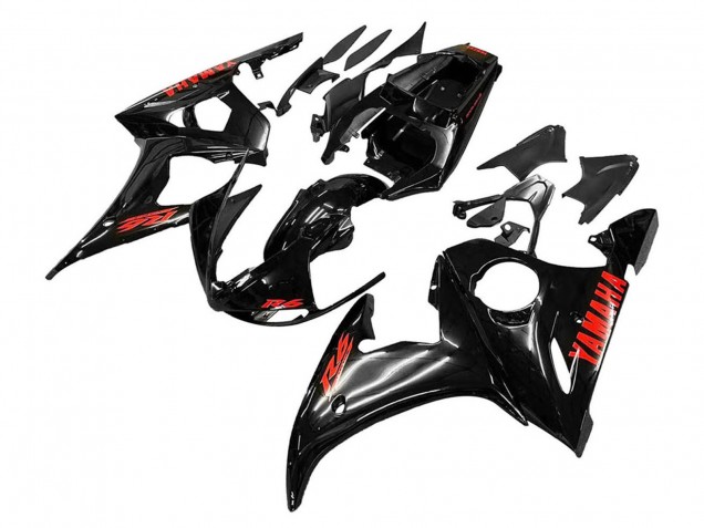 2003-2004 Glossy Black Red Yamaha YZF R6 Motorcycle Fairings